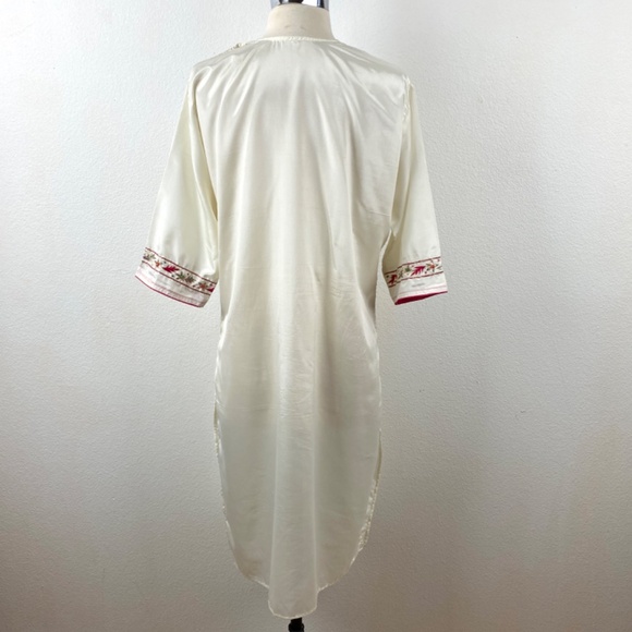 Vintage Ethnic White Embroidered Tunic Medium Mirrors Poly Boho Festival Party - Picture 6 of 9